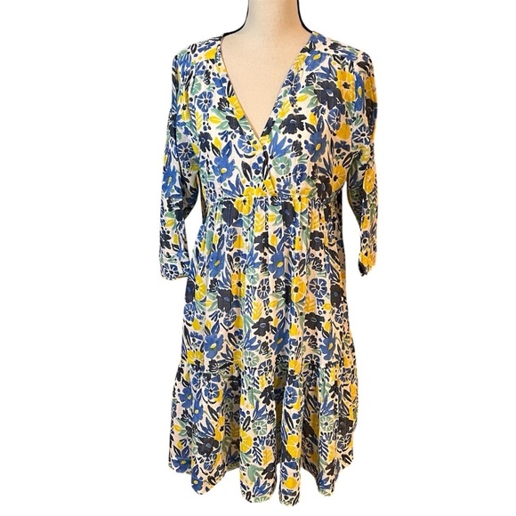 Roller Rabbit Floral Tiered Shift Dress Sz-L - Picture 1 of 10